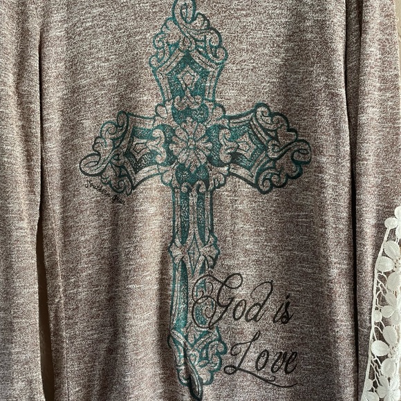 Brown tunic with turquoise cross - Picture 2 of 5